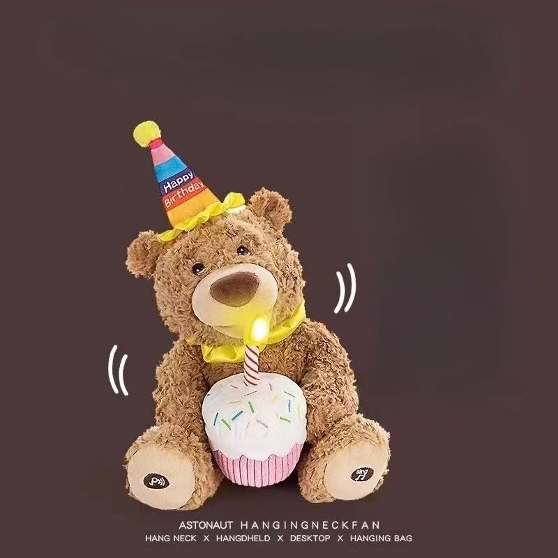 Happy Birthday Teddy Bear Stuffed Electric Plush Toy Birthday Singing Bear