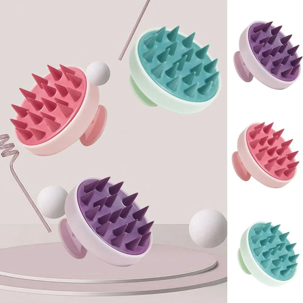 فرشاة تدليك سيليكون ناعمة ، أداة تصفيف الشعر بالصالونات بمقبض ، مدلك فروة الرأس الناعم ، مشط تدليك فروة الرأس مريح