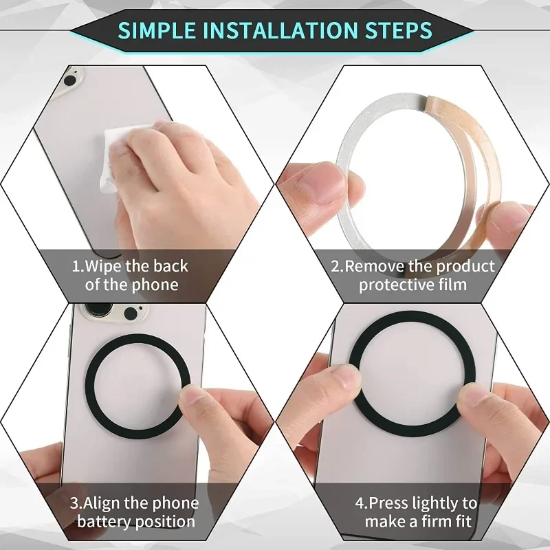Universal Magnet Sticker Magnetic Adapter Ring Suitable for Magsafe IPhone 16 15 Wireless Charging Phone Round Metal Plate Ring - náhled 6