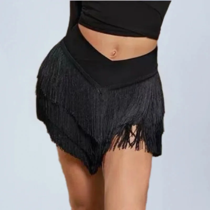 Latin Dance Women Short Skirt Sexy Woman Practice Dress Sexy Three Layer Tassel Ballroom Cha Cha Samba Rumba Dance Costume view 6