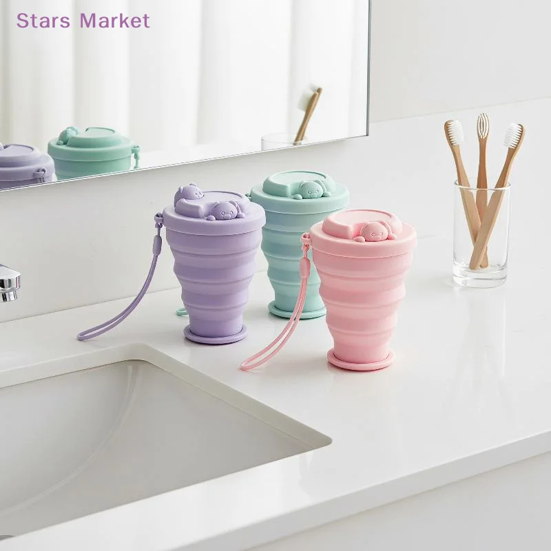Silicone Foldable Cup Collapsible Telescopic Cute Water Bottle Outdoor Travel Children Cups Teacups Ware Jug Drink Water Cup