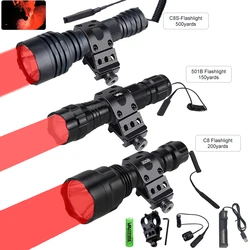 500 Yard 501B/C8/C8s Professional Green Red LED Hunting Flashlight Tactical 1-Mode Torch USB Rechargeable Lantern Power by 18650