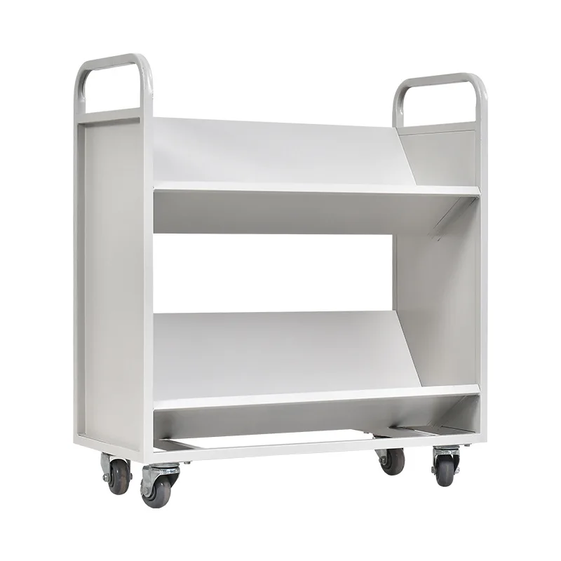 Thickened library bookstore book cart book ladder trolley office mobile silent archives three-layer trolley steel