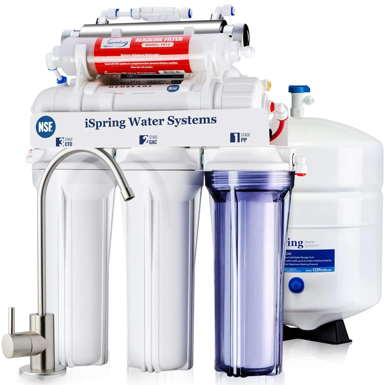 7AK-  Certified, 75GPD 7-Stage Under Sink Reverse Osmosis RO Drinking Water Filtration System with Alkaline Rem