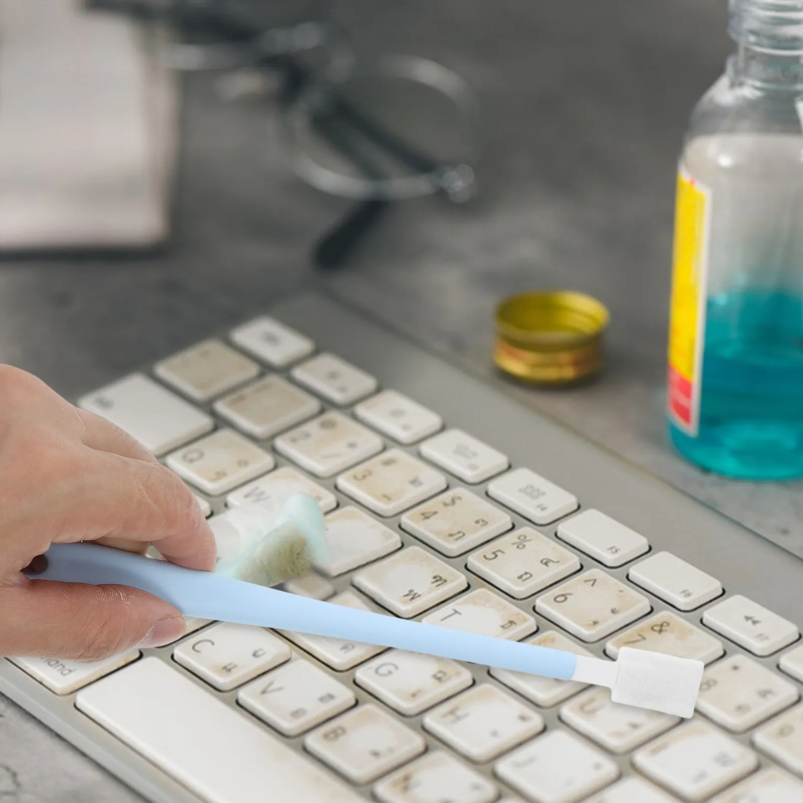 31Pcs Disposable Multifunctional Cleaning Brushes Long Handle Toilet Scrubber Window Groove Cleaner Keyboard Detail Brush Blue view 3