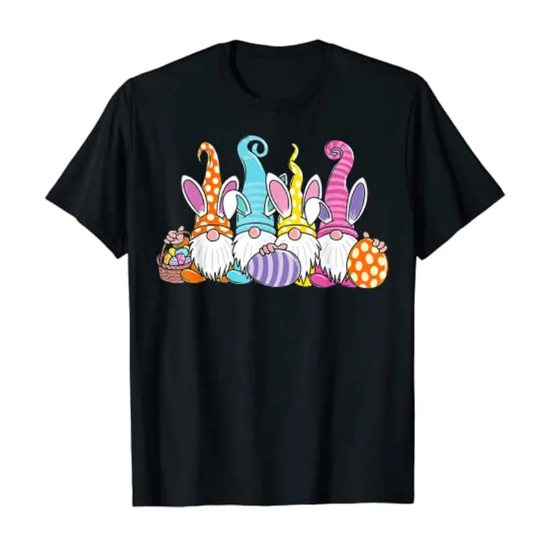 Easter Bunny Spring Gnome Easter Egg Hunting and Basket Gift T-Shirt Cute Rabbit Graphic Tee Tops Cartoon Apparel Gifts