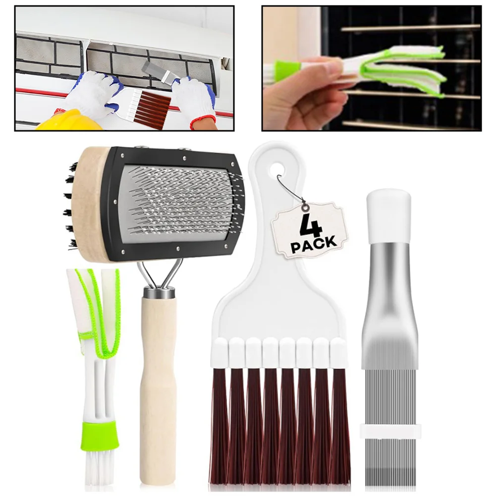 4 Pieces Air Conditioner Condenser Fin Cleaning Brush AC Coil Cleaner 7.87 X 5.28 X 3.15 Inches Home Improvement Heating Cooling