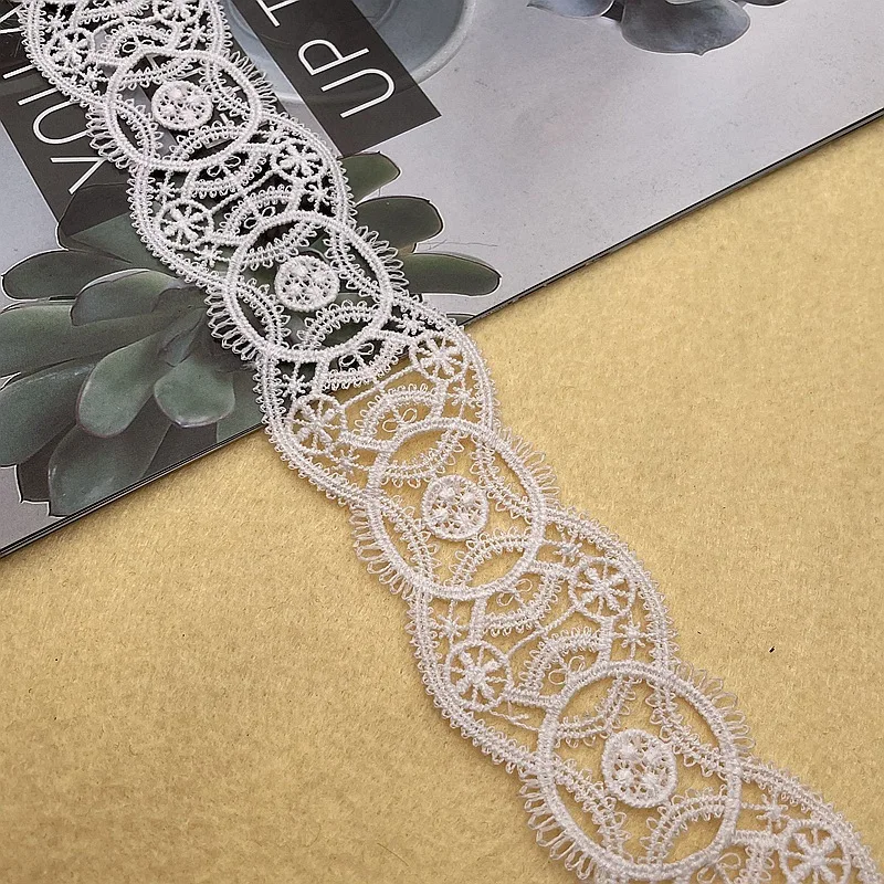 4.5CM Wide White Black Exquisite Polyester Hollow Out Embroidery Lace Ribbon Dress Clothes Curtains DIY Apparel Sewing Supplies