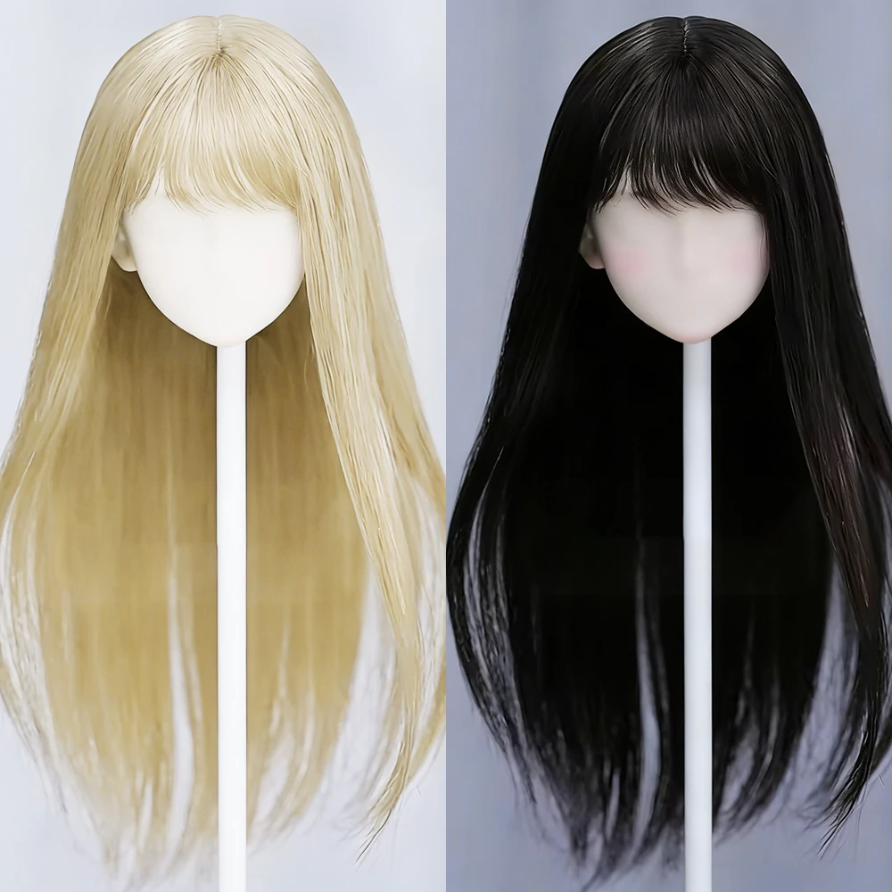 

Парик Awen BJD, черное золото, модная челка, натуральные длинные прямые волосы 1/6 BJD 1/4 BJD, волосы для 30 40 см, аксессуары для кукол SD DD