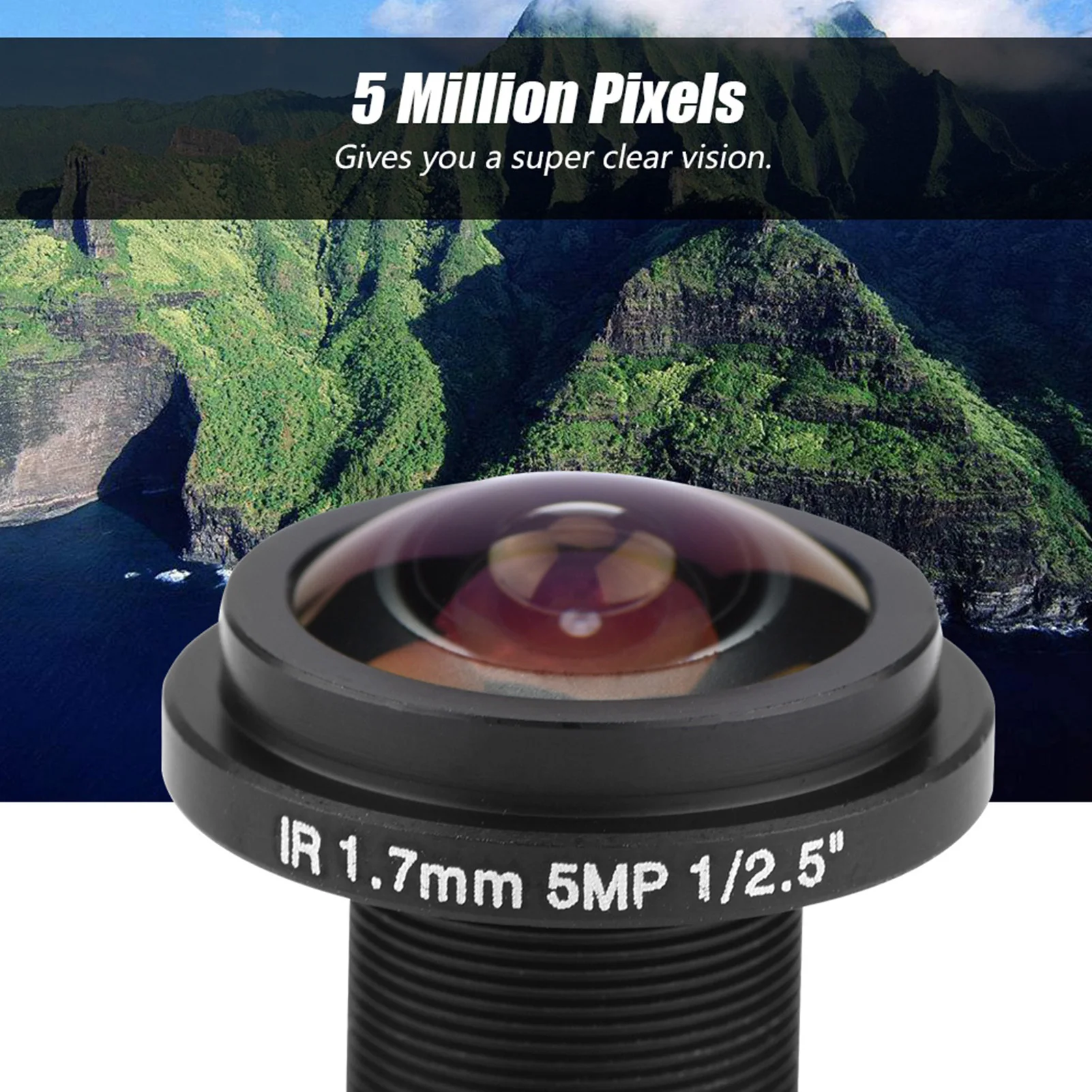 5MP HD Fisheye Security Camera Lens 1.7mm 185 Degree Wide Angle Low Distortion for CCTV Surveillance System Business Monitoring