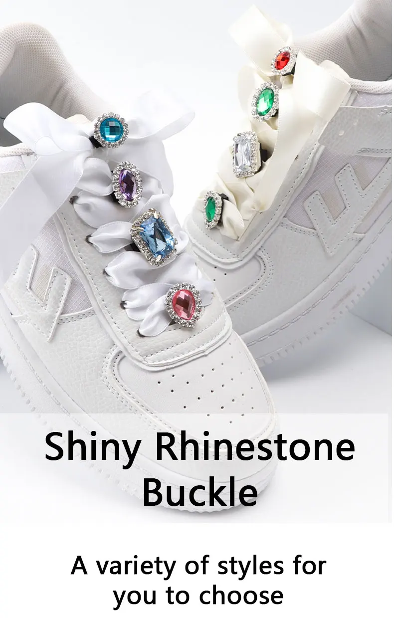 1 Stück Diamant-Schnürsenkel-Dekoration Luxuriöse Glänzende Strass-Schnalle Schuhzubehör Plastik-Schuhcharms Design für Sneaker – Detail 1