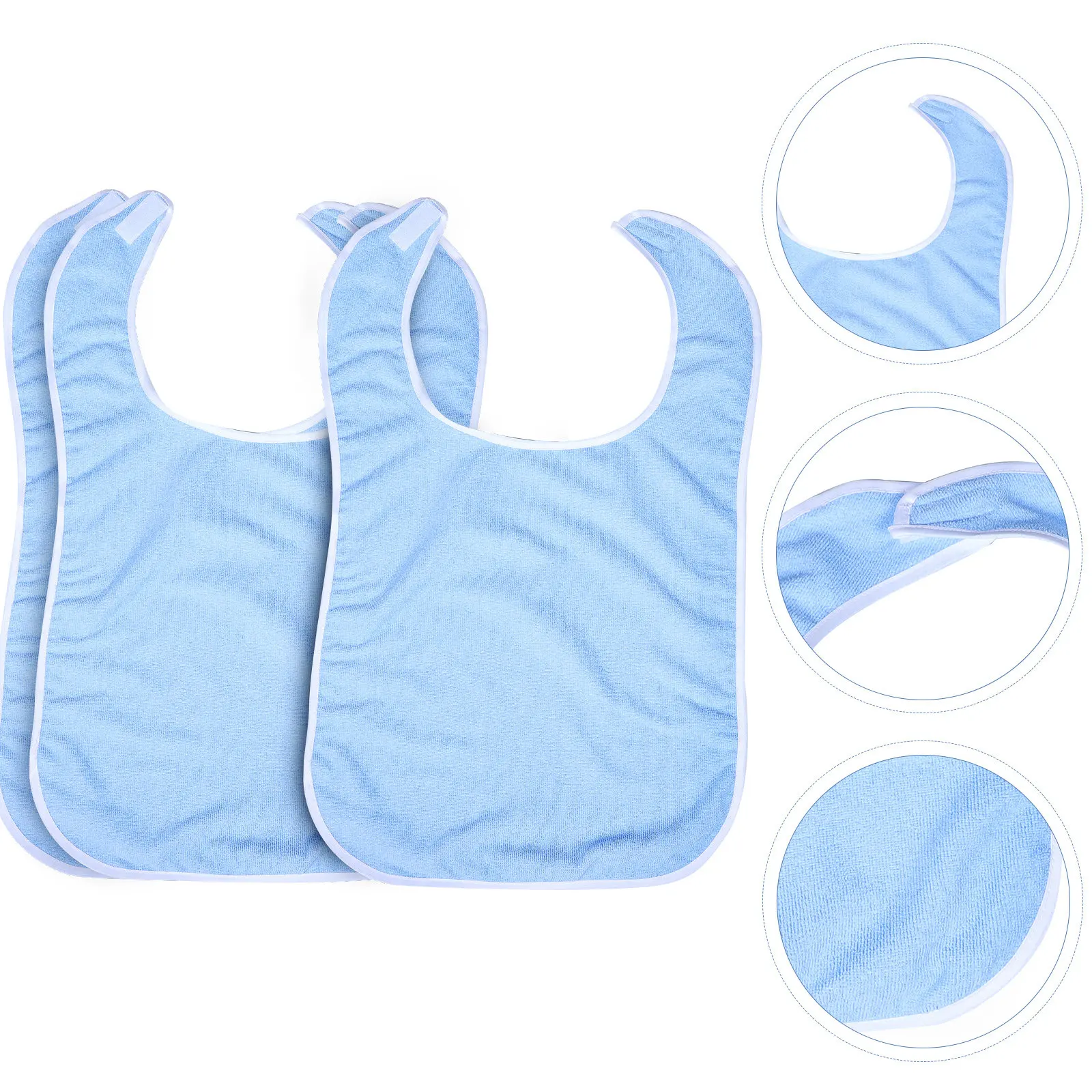 3Pcs Adult Bibs Cotton Washable Reusable Eating Clothing Protector for Elderly Students Bedridden Patients Rehabilitation Use