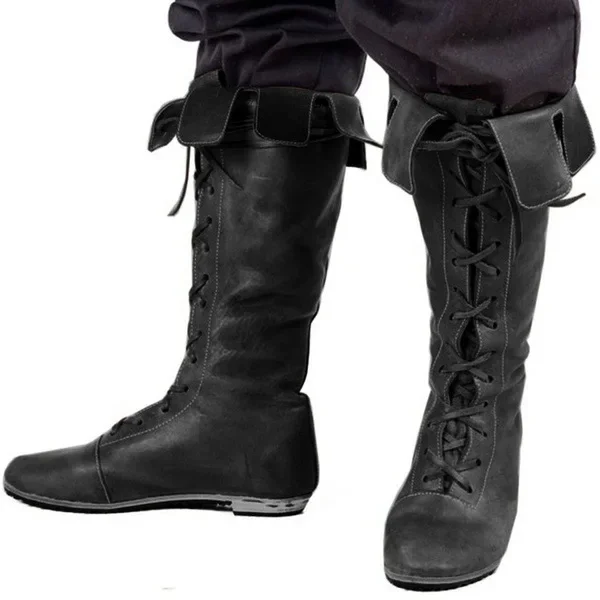 Medieval Men Knight Boots Vintage Lace Up Shoes Middle Ages Pirate Cosplay Women Halloween Archer Costume Fancy Boots 2