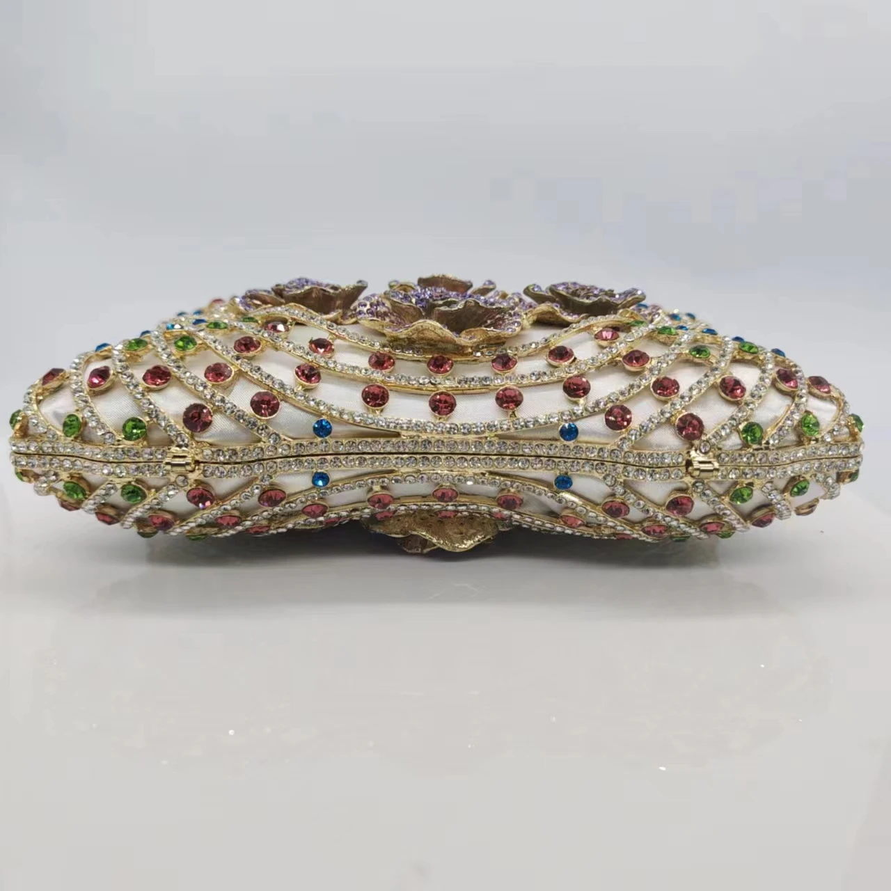 2025 New Wholesale Crystal Rhinestone Clutch Purse Women Roses Evening Bag for Formal Party
