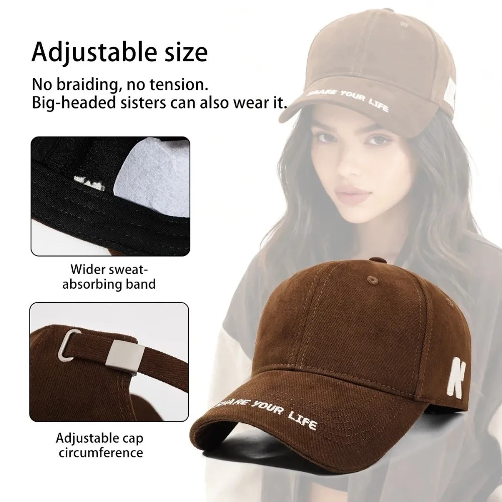 Versatile Baseball Cap Large Head Circumference Deepened Crown Sunshade Cap Adjustable Enlarged Design Face-Slimming Cap Unisex