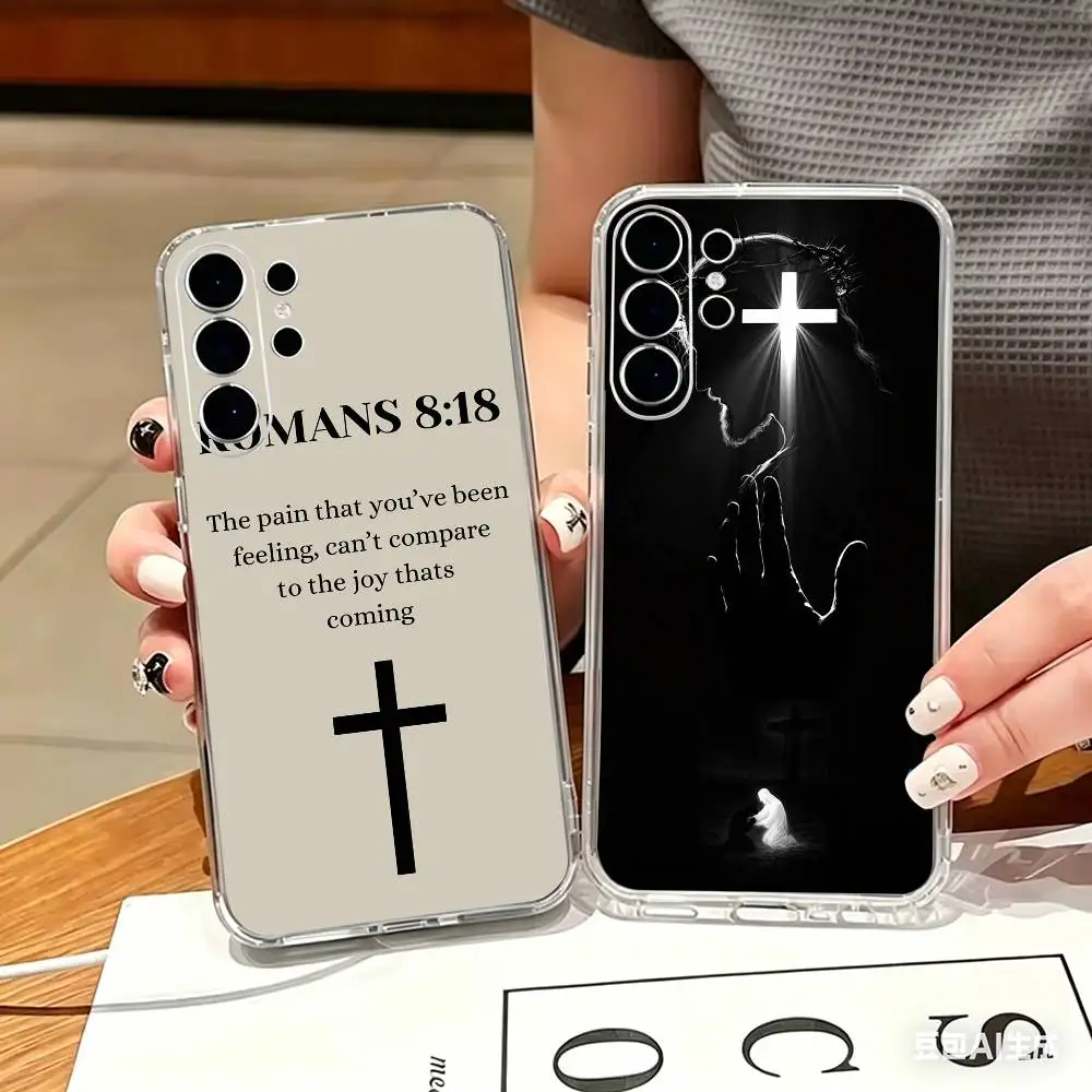 Jesus Bible Verse Christian  Transparent phone Case For Samsung S25,24,21,22,21,20,10,S9Ultra,Plus,Fe,Lite