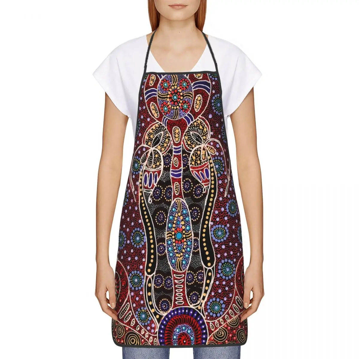 Custom Australian Aboriginal Art Funny Apron Men Women Adult Unisex Kitchen Chef Bib Tablier Cuisine Cooking Baking Gardening