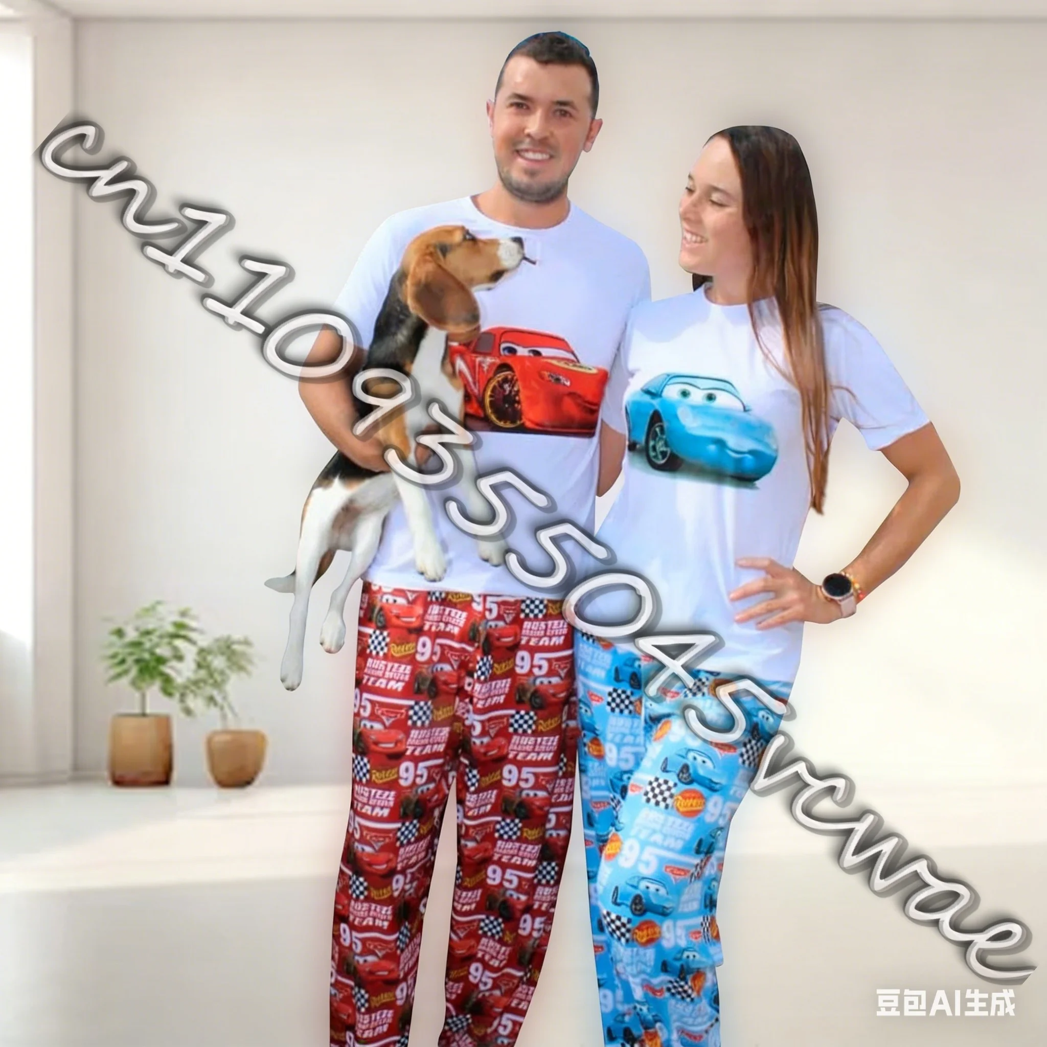 

Пижамный комплект Disney Cars 2026: Молния МакКуин, летний, для пар, для отдыха на природе, для взрослых и детей