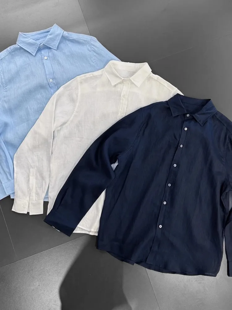 

Lightweight Breathable Linen Men's irt Summer Anti-Uv Drapey Long Sve Sli Inner irt Loose Fit Youth Trend Summer