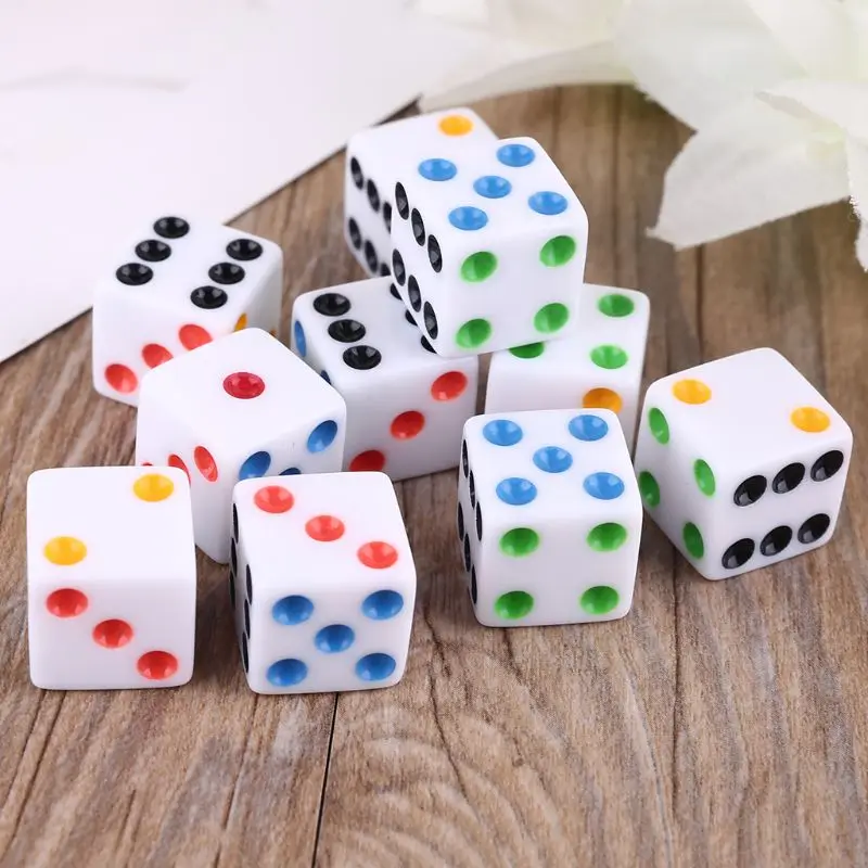 10pcs/set D6 Six Sided Spot Square Opaque 15mm Dices Role Playing Game for Bar Pub Club Party