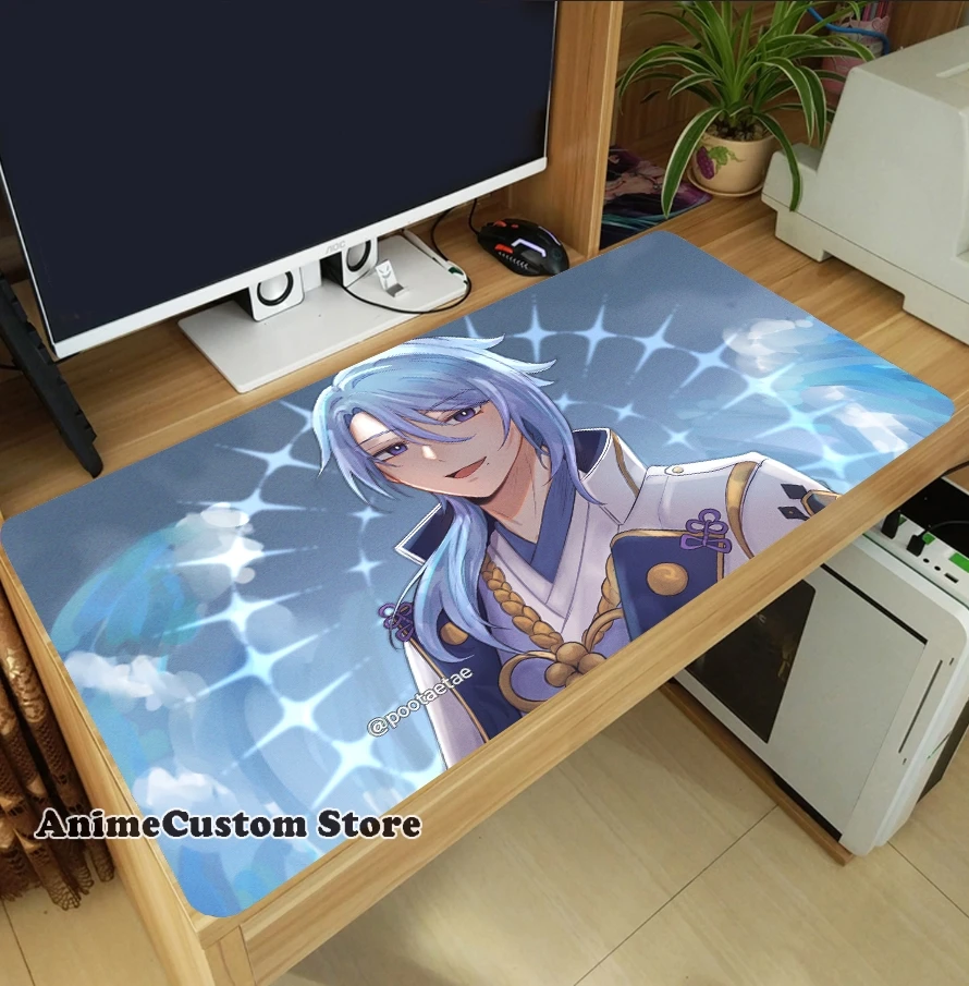 Anime Kamisato Ayato modna antypoślizgowa podkładka pod mysz zagęszczona mysz do laptopa mata Cosplay na stół podkładka pod klawiaturę Playmat