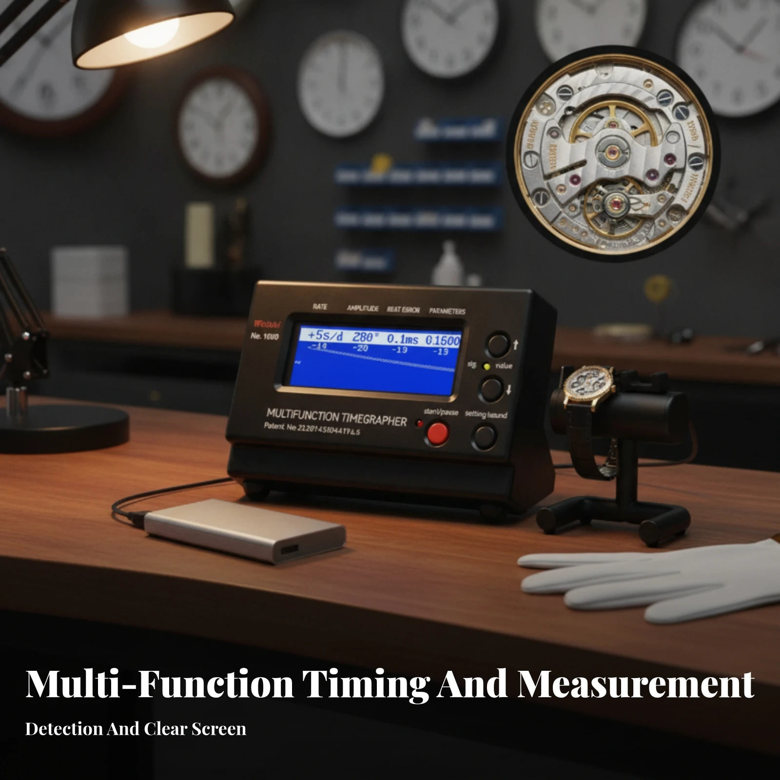 Mechanical Watch Timegrapher Multifunction Watch Timing Machine Test Equipment High Precision Power Adapter