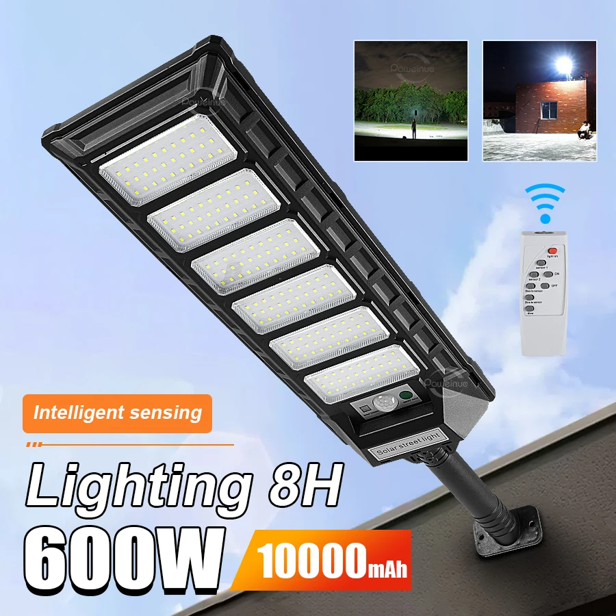 

600W 500W Solar Lamp Outdoor Wall Light Always on Sunlight Motion Sensor Light Waterproof Street Yard Garage External Solar Lamp