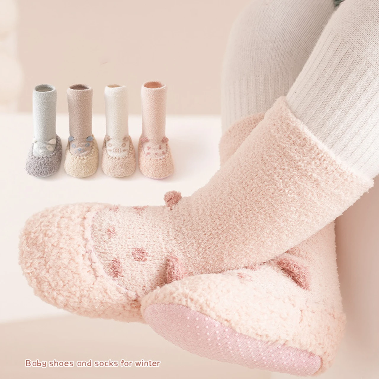 

Winter Plush Baby Socks Shoes Cute Newborn Boy Girl Thicken Warm First Walkers Soft Cotton Infant Kids Velvet Shoes Crib Shoes