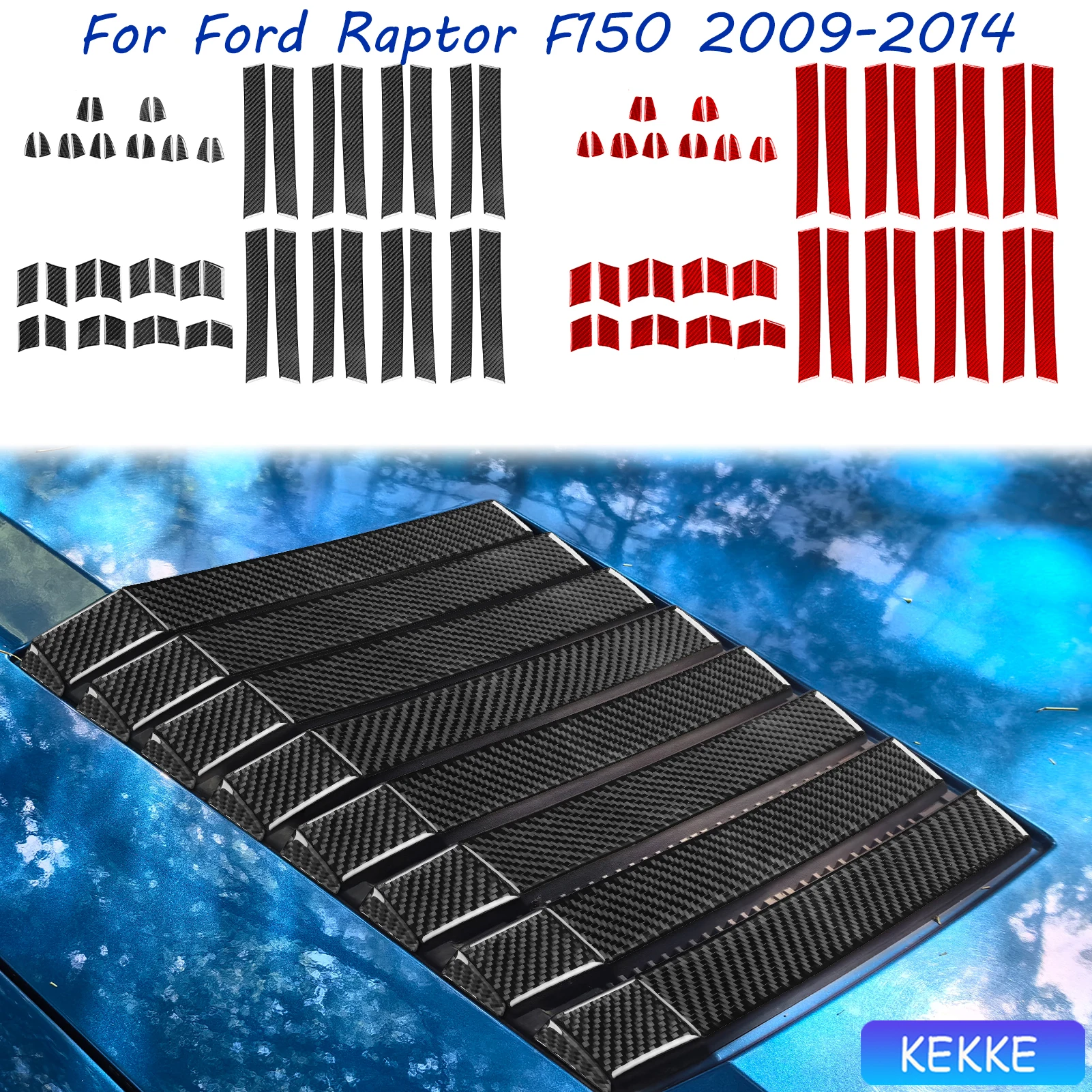 

For Ford F150 Raptor 2009-2014 Real Carbon Fiber Car Hood Air Vent Accessories Interior Exterior Cover Tuning Stickers Auto Trim