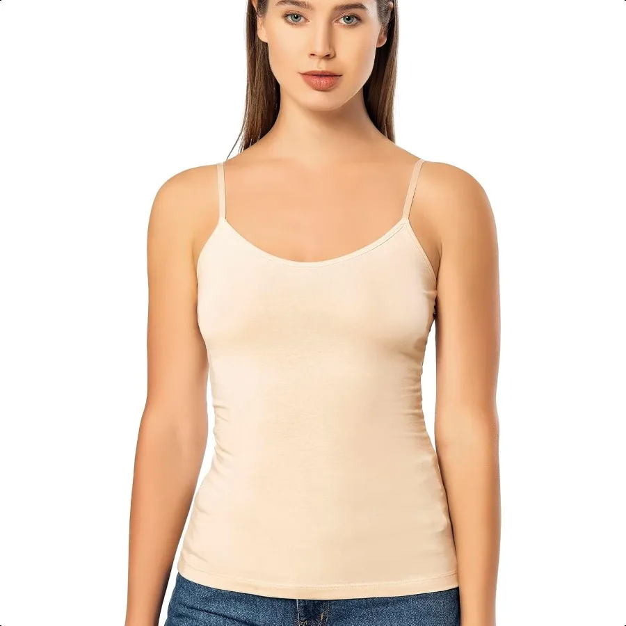 

VAVONNE Spaghetti Strap Camisole Tank Tops for Women Basic SlimFit Cotton Cami Undershirts