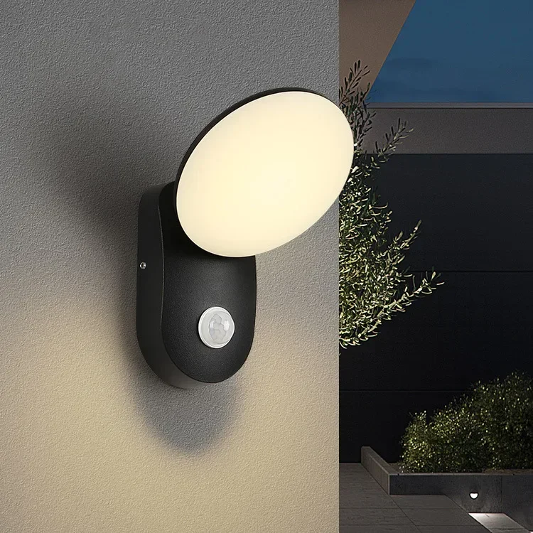 Modern And Minimalist New Wall  Waterproof Courtyard Lamp Room Exterior Wall Exposed Lamp Balcony Garden Sensing Wall Lamp