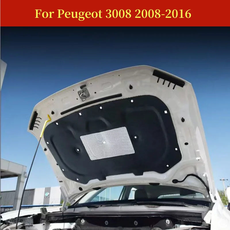 Крышка двигателя капота автомобиля для Peugeot 3008 T84 2008 ~ 2016 2009 2010 2011, изоляционный вкладыш, ватный диск, звукоизоляционный тепловой коврик, аксессуары