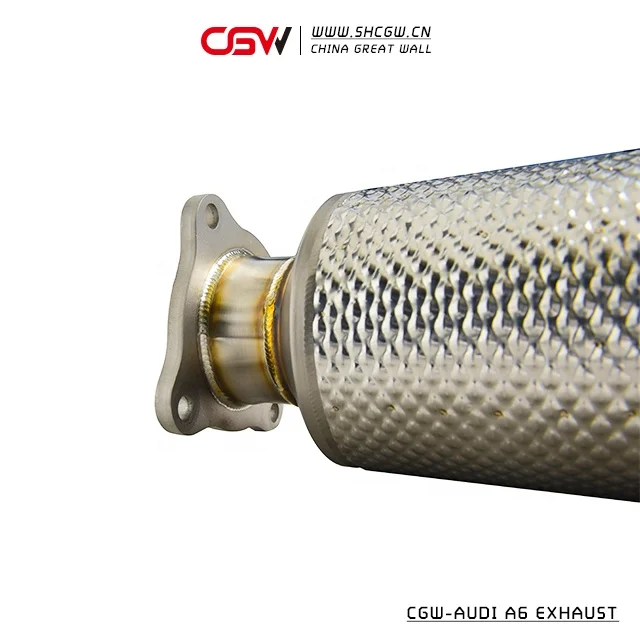 Popular Design Automobile SS304 Muffler Exhaust  Sound Header for A6 C8 2.0T Downpipe Heat Shield Casting Section - view 5
