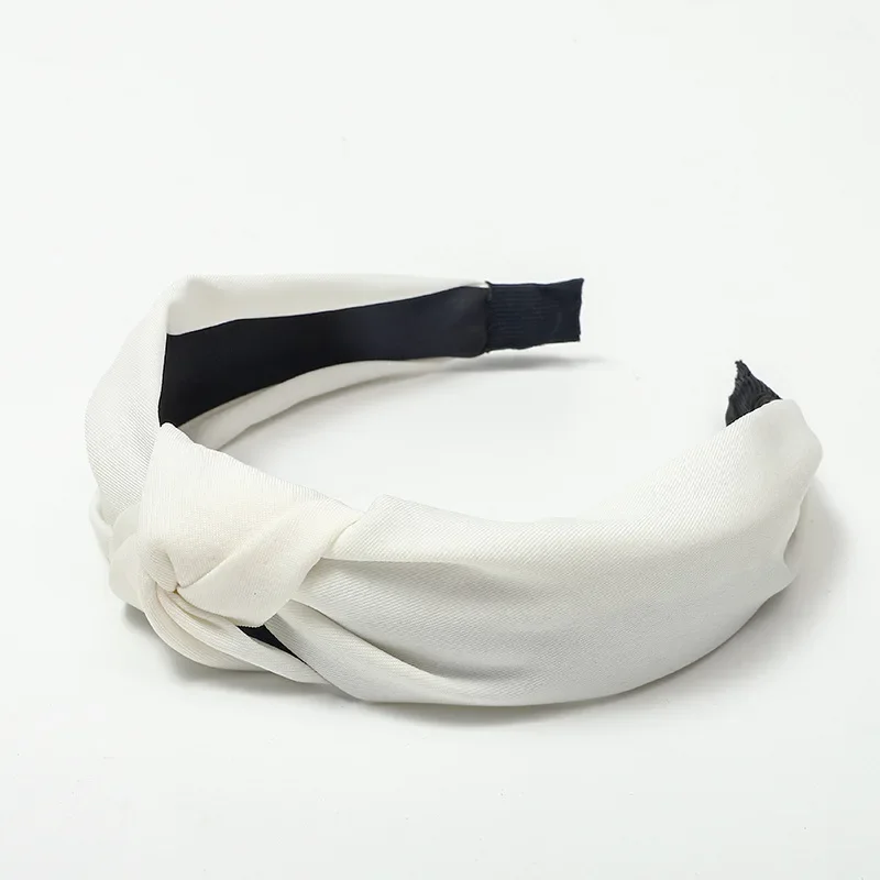 

Elegant Wide Twill Solid Colour Hairband Simple Knotted Women's Hair Clip Breathable Comfortable Headband