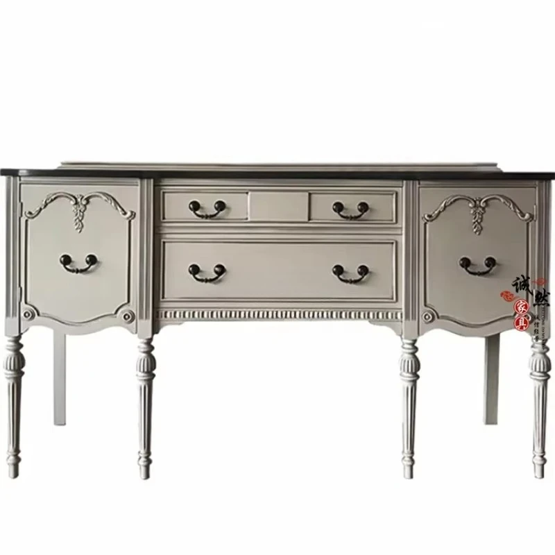yjq carved solid wood porch cabinet retro gray foyer decoration living room against the wall storage cabinet