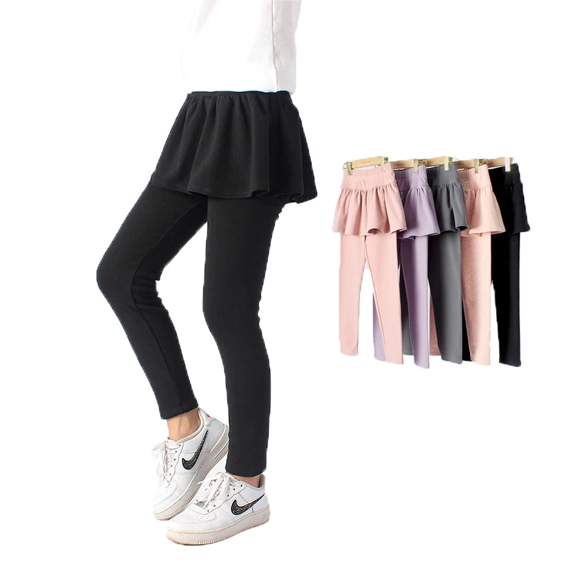 

Children's Pants 5-15Y Girls Spring Autumn Trousers Kids's Cotton Versatile Solid Color Culottes Skirt Girls' Leggings