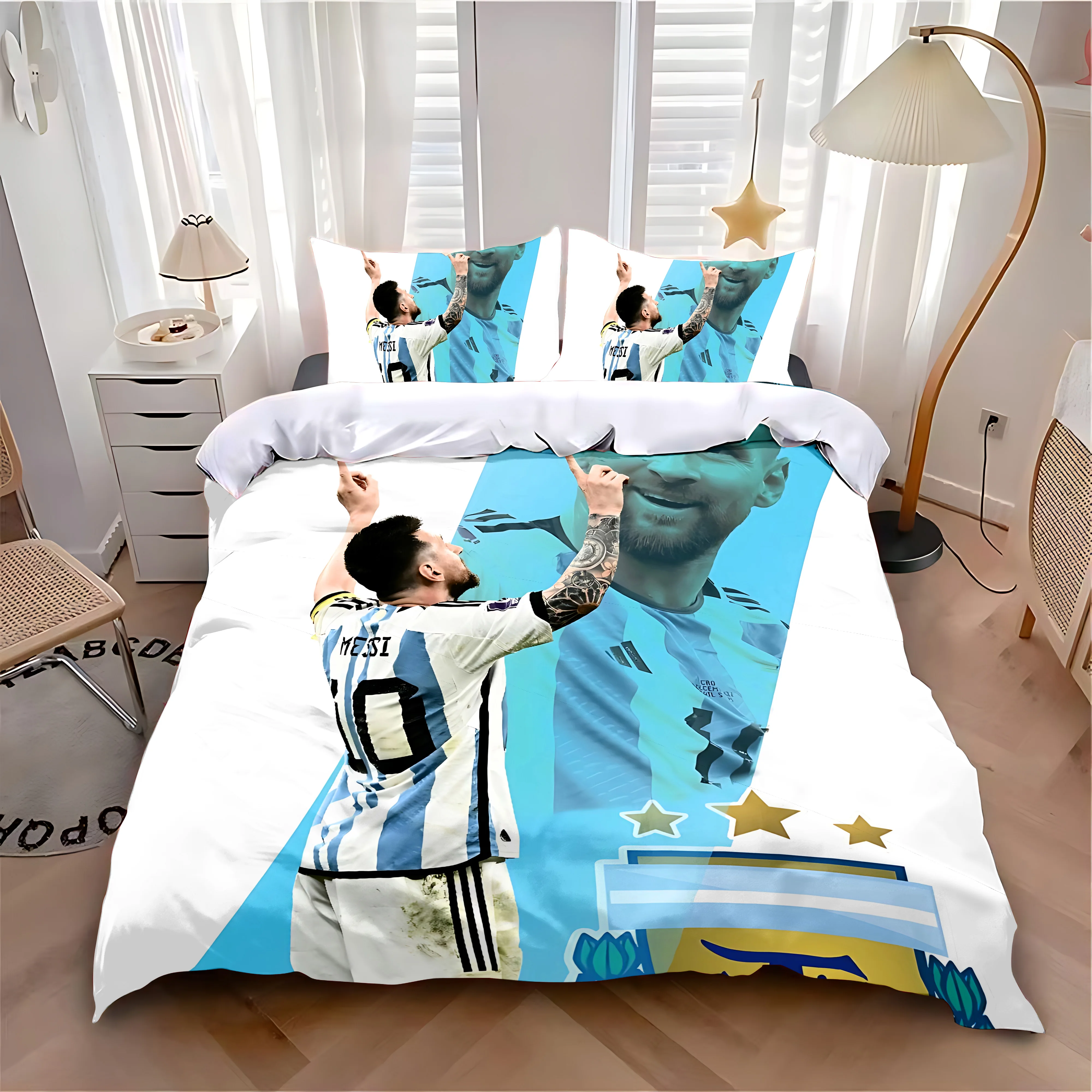 Duvet Cover Pillowcase Bedding Set Hot L-LionelS M-MessiS Adult Boy Girl Bedroom Decoration Children Single Double Large Size