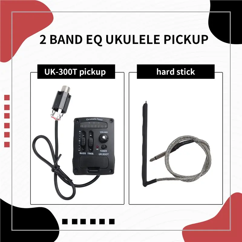 ABJM-Uk-300T Ukulele Piezo Pickup Preamp 2-Band Eq Equalizer Ukelele Pickups Tuner System