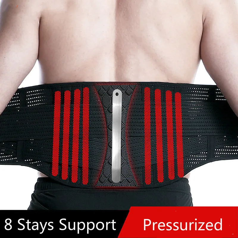 Fitness Breathablel Waist Belt Lumbar Support Lower Brace with Spine 8 Steel Plates Double Pull Straps Back Pain Relief Belt