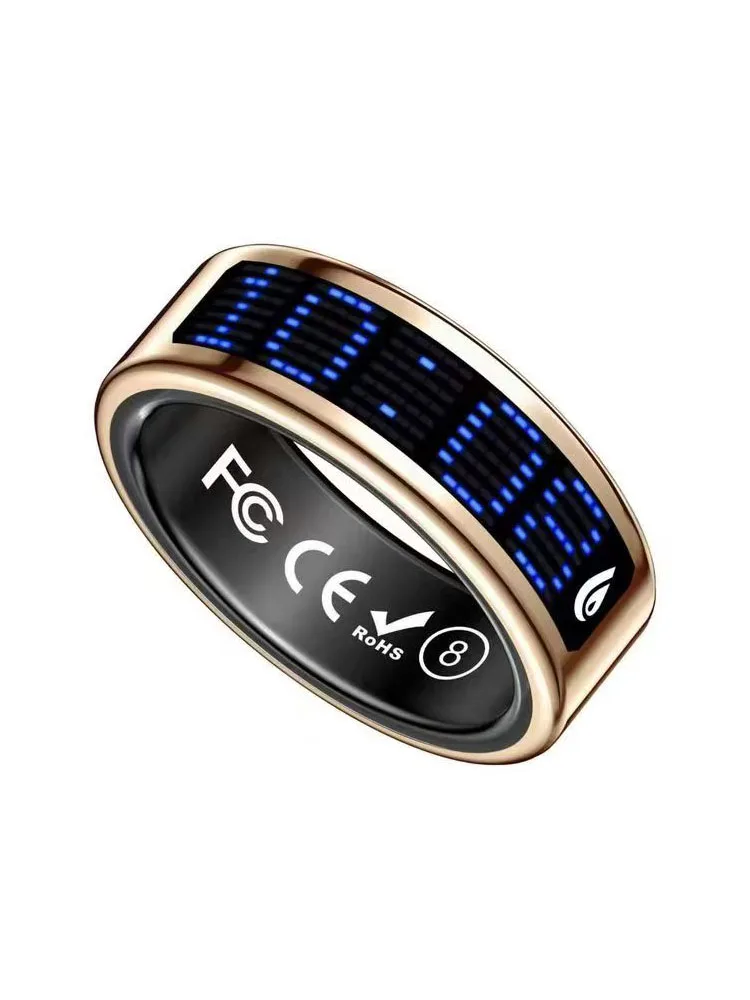 A019 Touch LED Screen Smart Ring Time Display Blood Oxygen Heart Rate Monitor IPX8 Waterproof Sports Fitness Ring Gold Silver Fo