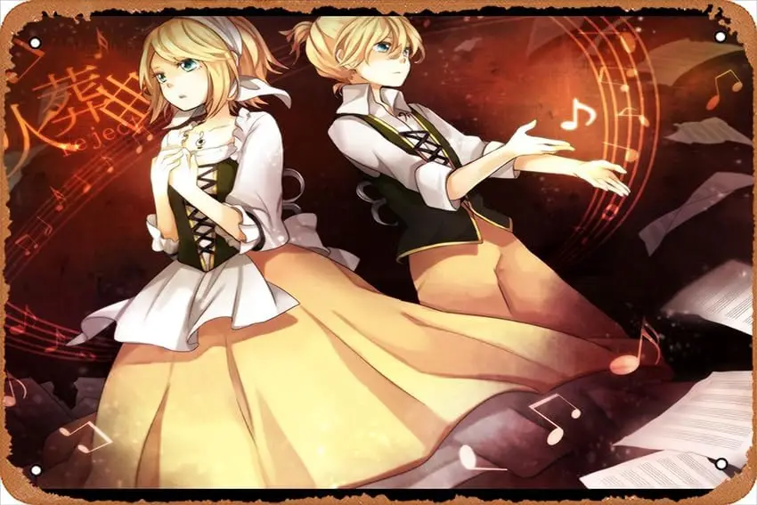 vocaloid-rin-kagamine-len-kagamine-anime-cartaz-casa-arte-da-parede-decoracao-retro-metal-estanho-sinal-8x12-polegada