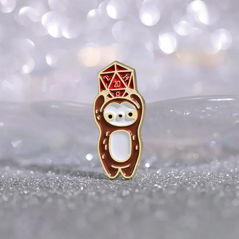 Cartoon Skull Dice Enamel Brooch Creative Little Raccoon Fire Dragon Cat Digital Lapel Pins Game Badge Jewelry Gifts For Friends