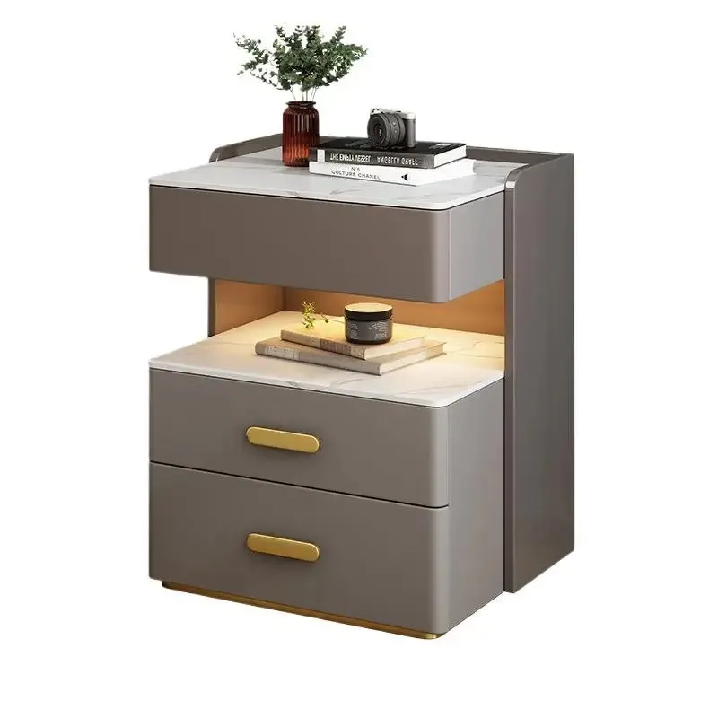 Smart bedside simple modern small bedroom light luxury multi-function wireless charging fingerprint lock storage cabinet