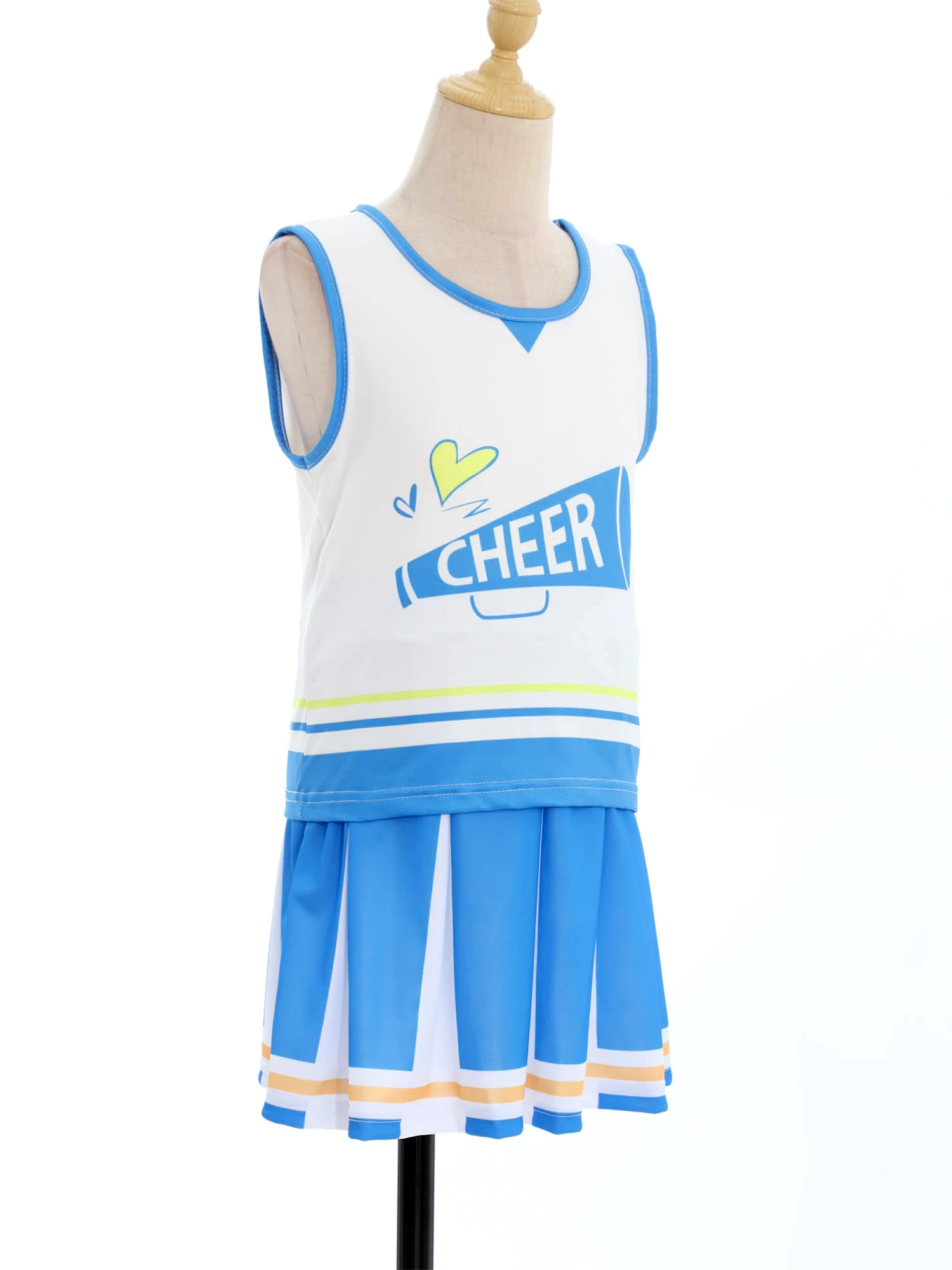 Children's Cheer Dance Outfits cheerlead suit Kids Girls Cheerleader Costume Outfit Sleeveless Top Skirts Cheerleading Uniform
