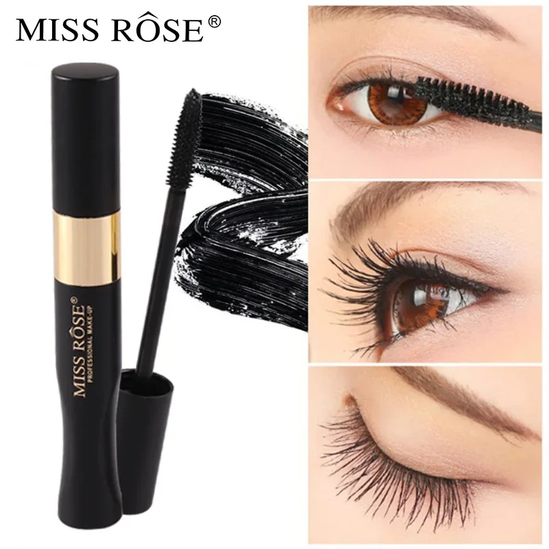 MISS ROSE New 24-Hour Black Non-smudging Sweatproof 4D Liquid Eyelashes Mascara Make-up Volume Curl Lashes Mascara Tint Cosmetic