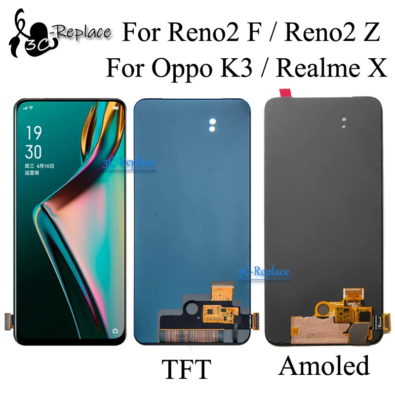 ЖК-дисплей 6,53 дюйма Supor Amoled / TFT для Oppo Reno2 Z F Realme X CPH1989, сенсорная панель, дигитайзер для K3 Reno 2Z 2F ЖК-дисплей 6,53 дюйма Supor Amoled / TFT для Oppo Reno2 Z F Realme X CPH1989, сенсорная панель, дигитайзер для K3 Reno 2Z 2F