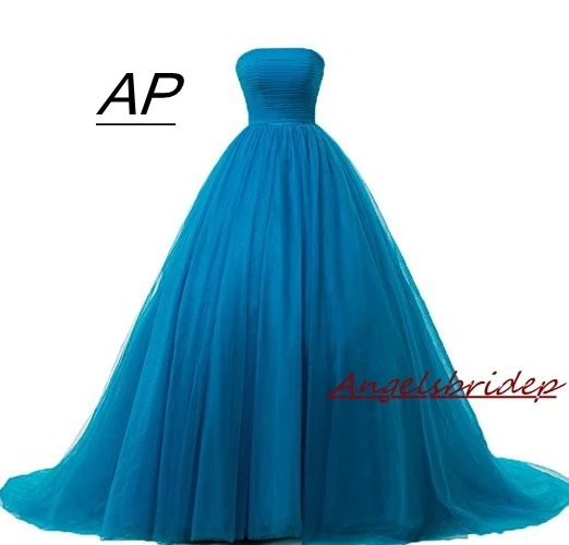 

ANGELSBRIDEP Sexy Blue Quinceanera Dresses 15 Party Strapless Full-Length Sweet 16 Dresses Formal Party Ball Gowns Hot Sale