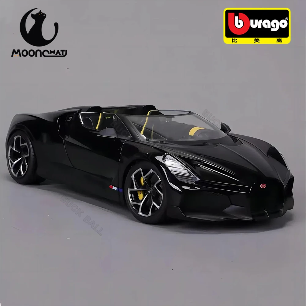 New Bburago 1:18 Bugatti W16 Mistral Alloy Miniature Diecast Model Bugatti Mistral Black Sports Toys Car Kid Toy Christmas Gift