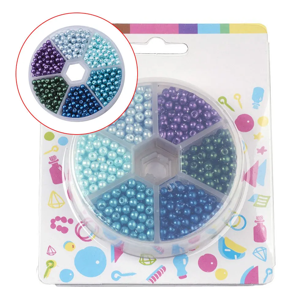 

1 упаковка, красочные 4 мм круглые стеклянные бусины, коробка для хранения в комплекте для DIY, вышивка крестиком, ювелирные изделия, браслет, ожерелье, аксессуары, около