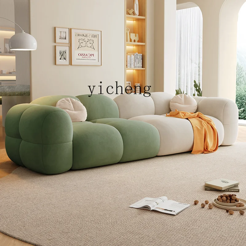 ZF Cream Style Cat Fleece Fabric Living Room Jelly Sofa Modern Simple and Light Luxury